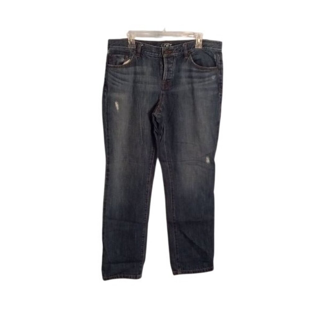 Ann Taylor Loft Size 30/10 Womens Boyfriend Jeans Dark Wash Denim Blue Jeans
